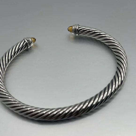 David Yurman Cable Classic Collection Bracelet with Citrine and Diamonds, 5mm - Picture 9 of 10
